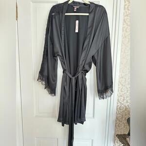 Victoria's Secret Black Lace Trim Robe